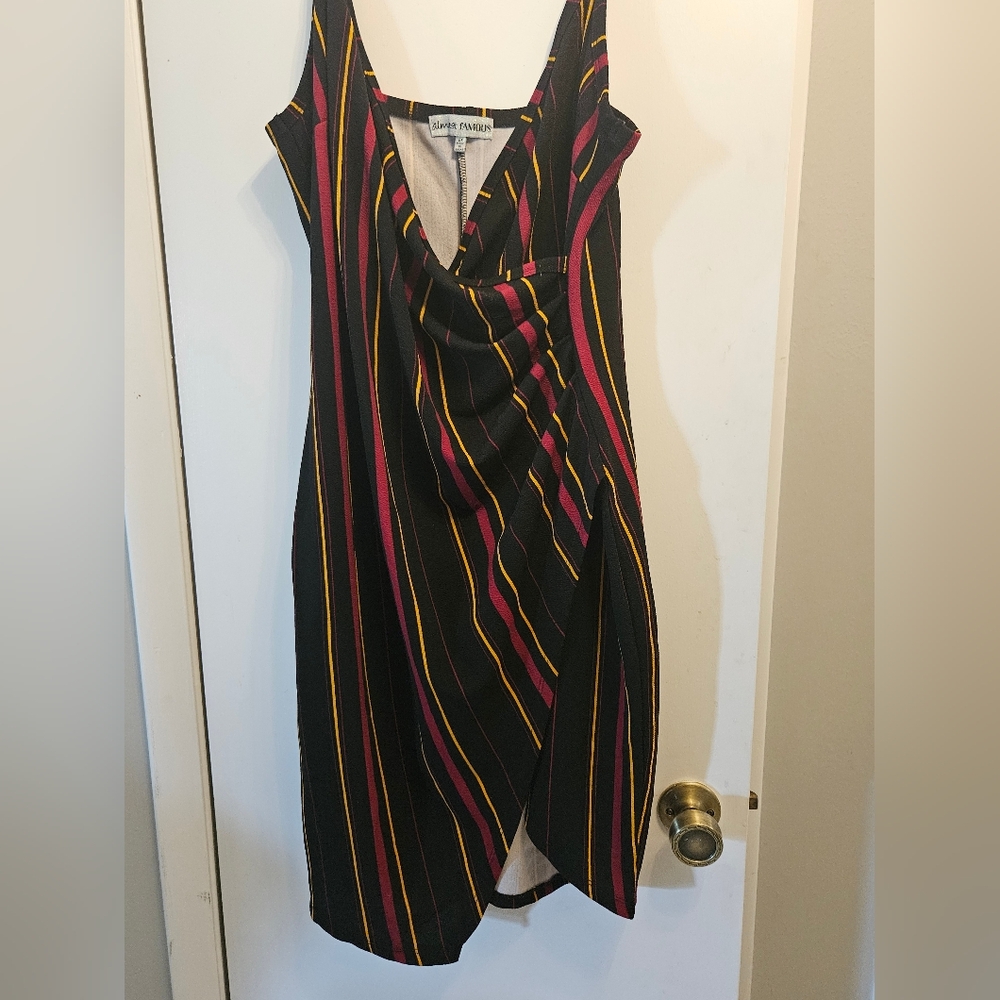 Almost Famous Multicolor Striped Asymmetrical Dress -2X